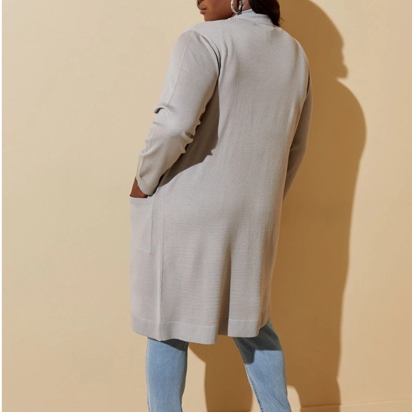 Plus ASHLEY STEWART Gray Open Front Cardigan Sweater 22/24 - Picture 3 of 5